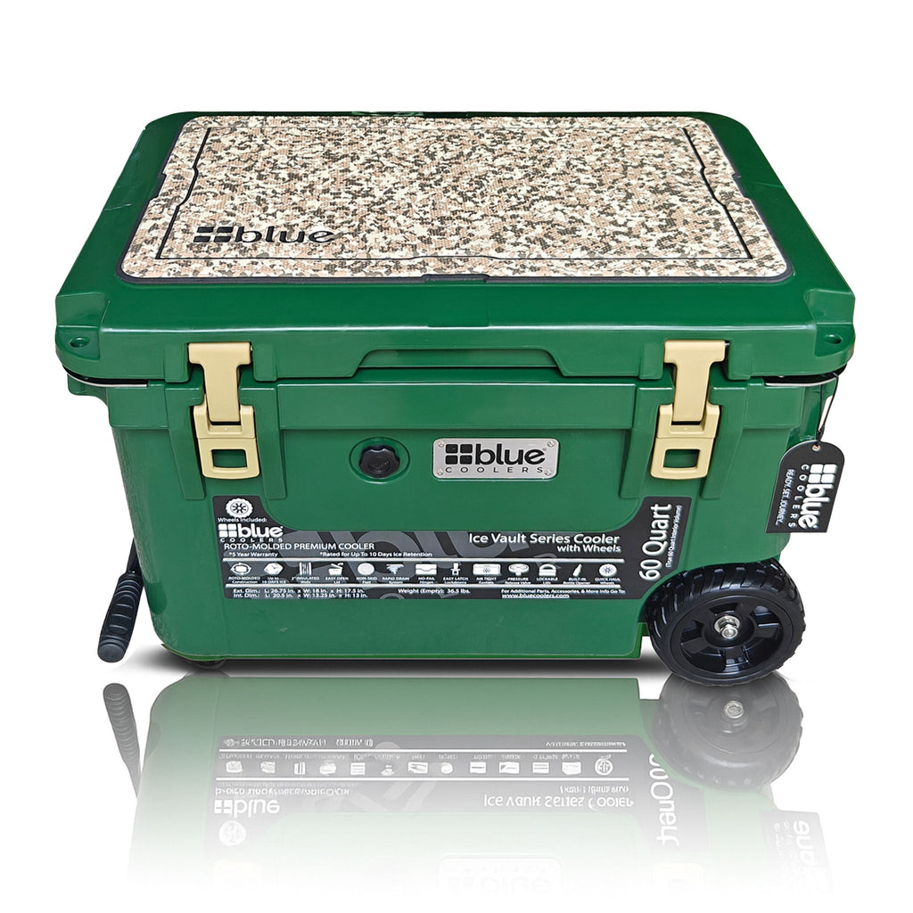 60-Quart Ice Vault Cooler – Limited Edition Green w/ Camo Topper