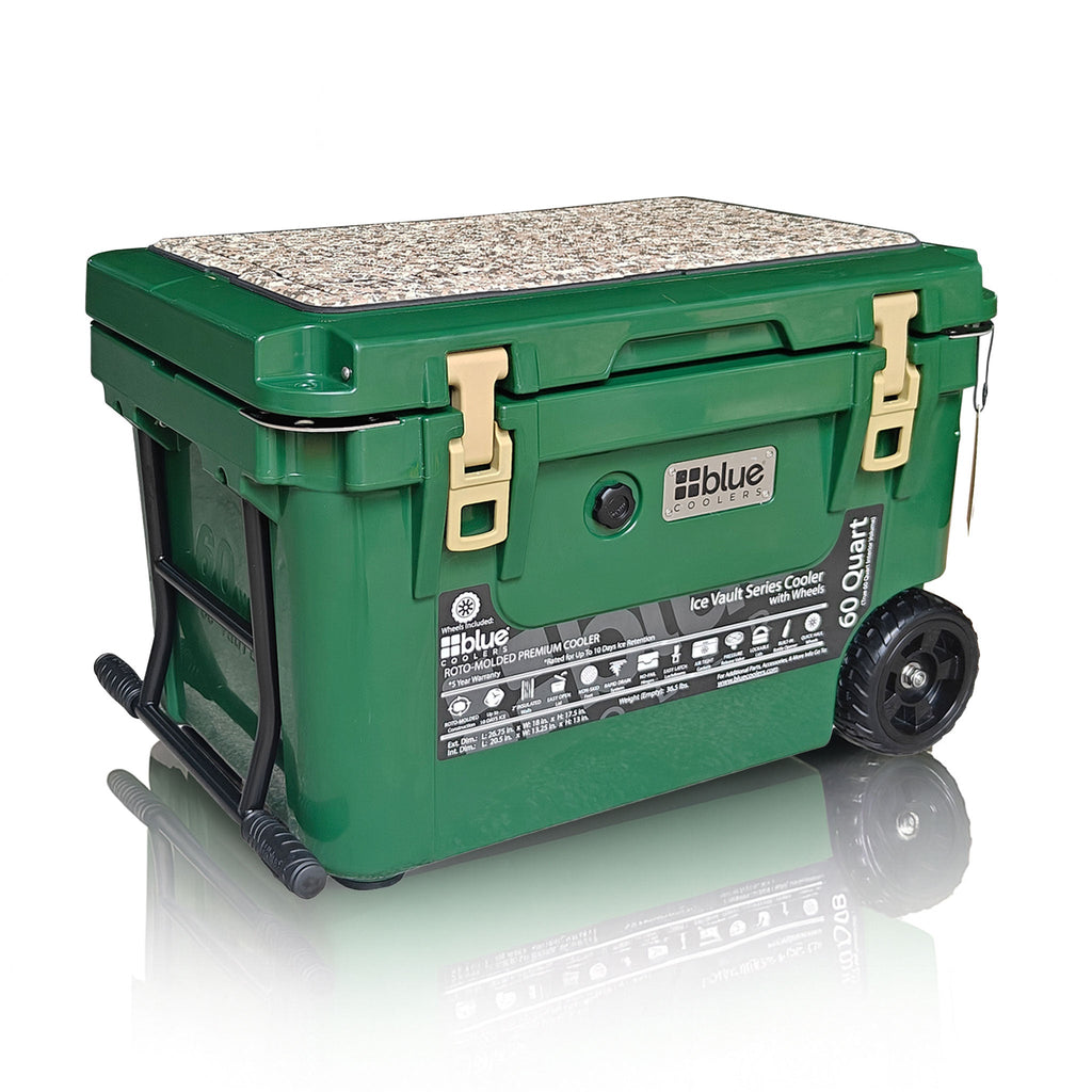 60-Quart Ice Vault Cooler – Limited Edition Green w/ Camo Topper
